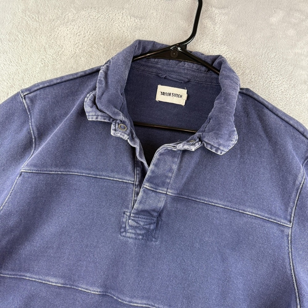 Taylor Stitch Rugby Shirt Mens Large Blue Collared Pullover Sweatshirt